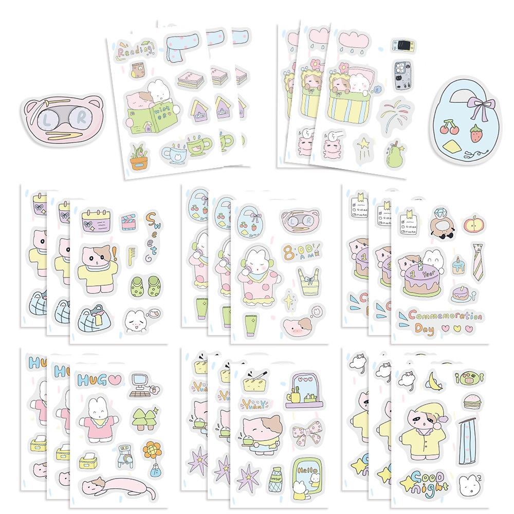 8 Cartoon Cute Korean Ins Simple Collage Stickers DIY Handicraft Waterproof Set Decorative Stickers