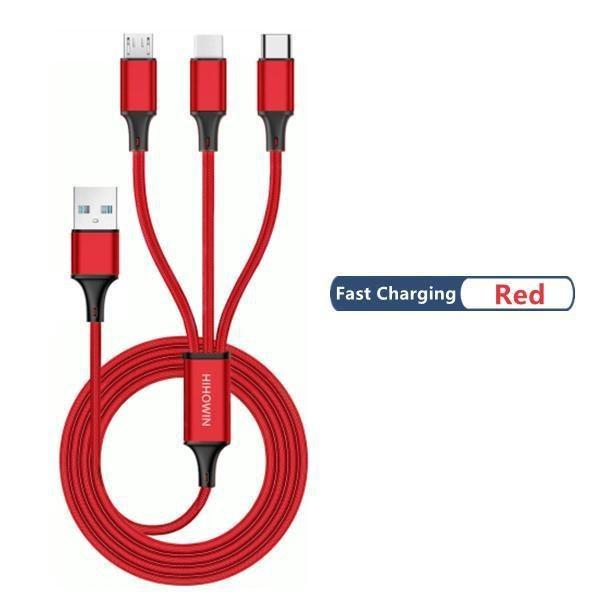 1PC 1.2M One-to-three Data Cable Fast Charging Mobile Phone Three-in-one Charging Cable