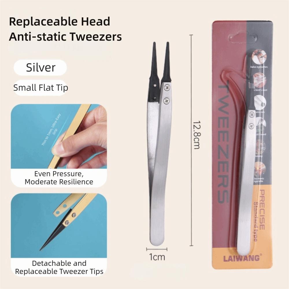 ESD Antistatische Pinzette Austauschbare Spitzen Kunststoffspitze Präzisionspinzette Präzisionsisolationspinzette Geeignet für Elektronik