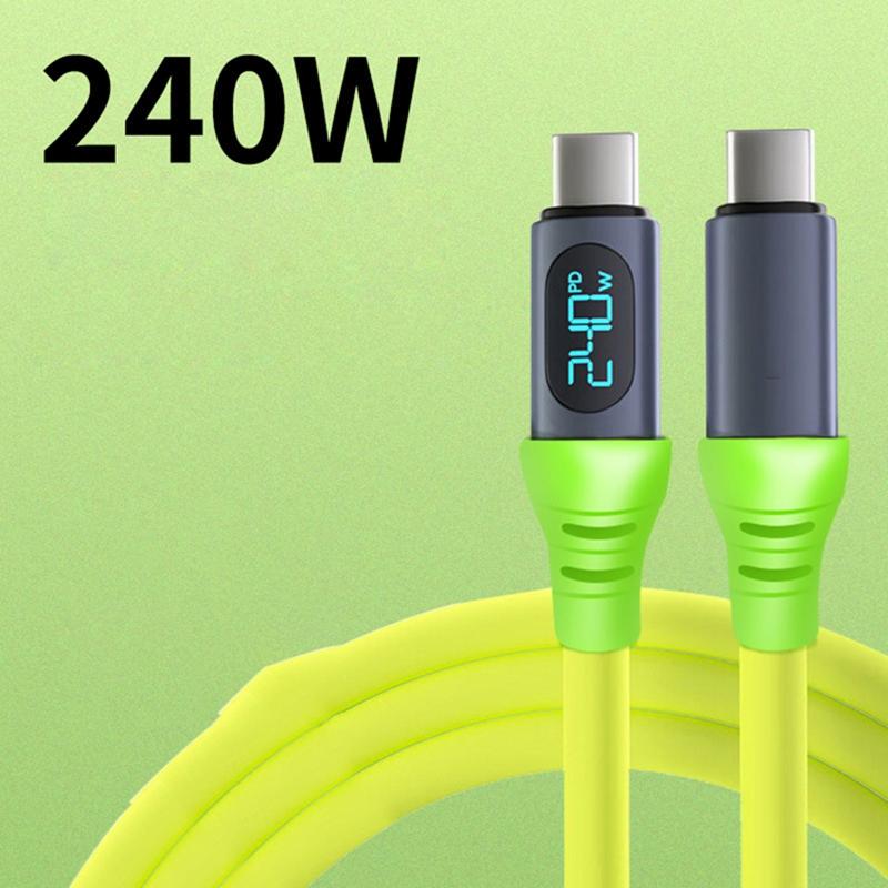240W Super Fast Charging Cables 6A PD Type C Digital Display High-speed Data Transfer Cord USB Type-c To C Wire For IPhone 17Pro