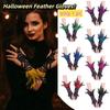 Wristband Feather Lace Glove Embroidery Women Halloween Cuffs Halloween Feather Gloves  Carnival