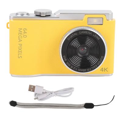 4K 64MP HD Digital Camera 2.4inch IPS Color Screen 16x Digital Zoom Rechargeable Portable CCD Camera with Fill Light