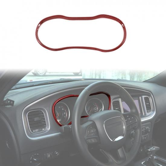 Red Carbon Fiber Dashboard trument Decor Cover Trim for Dodge Charger 2015-23
