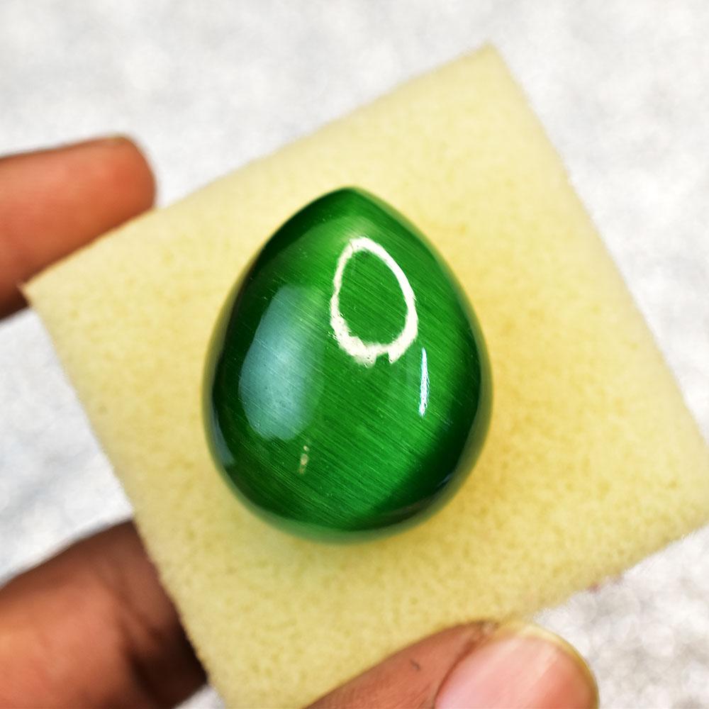 95.15 ct Pear Cabochon Shape Green Cat'S Eye Natural Loose Gemstone for Jewelry Making and Crafts