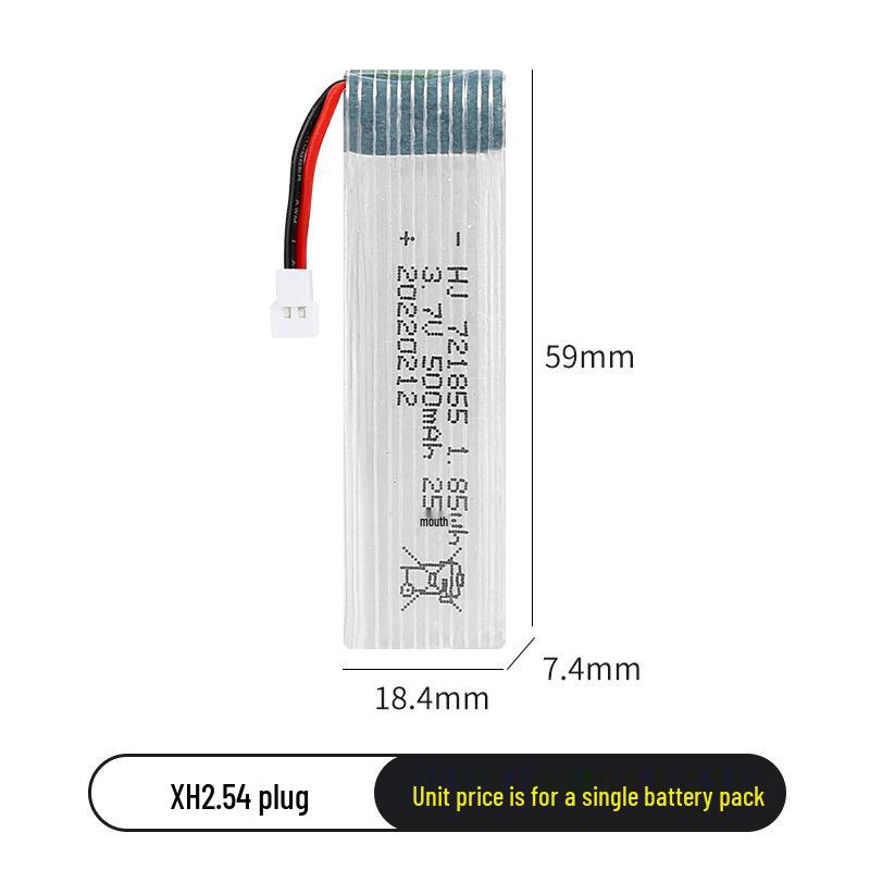 3.7V 500mAh 25C High Discharge Lithium Battery for UDIRC U818A/H37 Aircraft