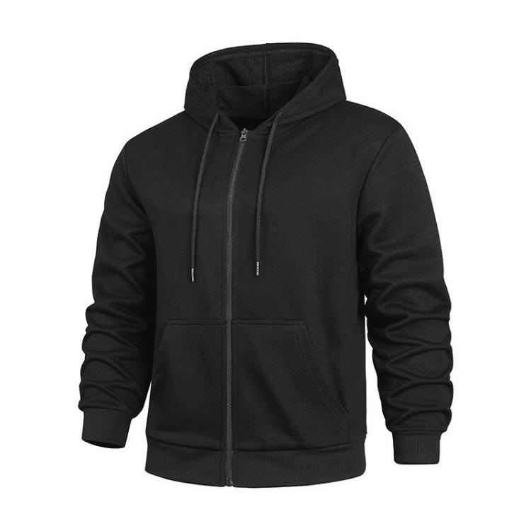 

Comfortable Zipper Cardigan Hoodie Casual Solid Color Large Size Hooded L чёрный
