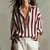 Women's Striped Long Sleeve Button Down Shirt for Casual Daily Wear