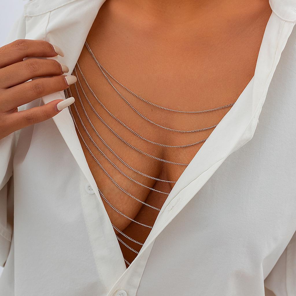 Accessories, Temperament Sexy U-shaped Fringed Body Chain Female, Simple Multi-layer Snake Bone Chain Clothing Chain