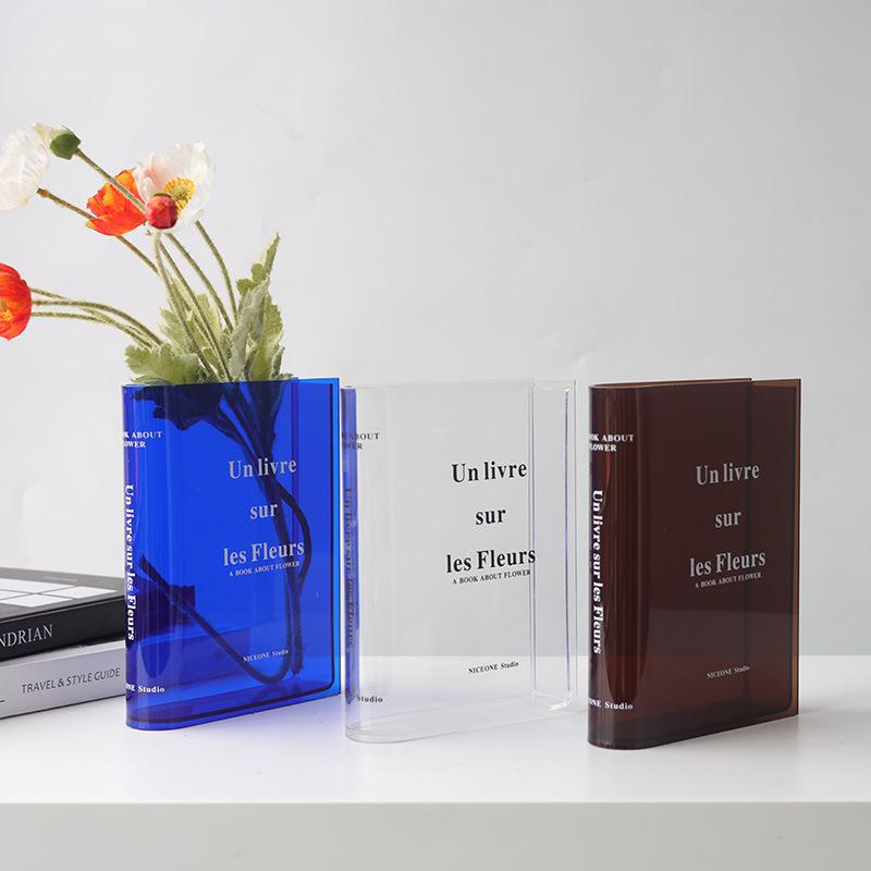 Modern Creative Flower Vase Hydroponic Container Clear Acrylic Decorative Flower Arrangement Bottle Desktop Vase Home Ornament