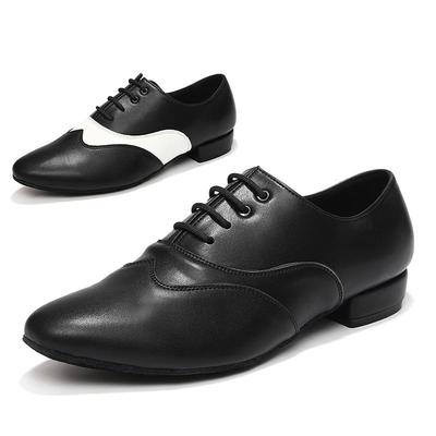 Heren Dansschoenen Latijnse Ballroom Dansschoenen Zachte Zool Zwart Leer Jazz Schoenen Voor Jongens Hakken 2.5cm Training Feest Dansschoenen