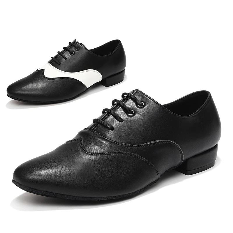 Pantofi de Dans Bărbați Pantofi de Dans Latin Ballroom Talpă Moale Piele Neagră Pantofi Jazz Pentru Băieți Tocuri 2.5cm Pantofi de Antrenament Petrecere Dans