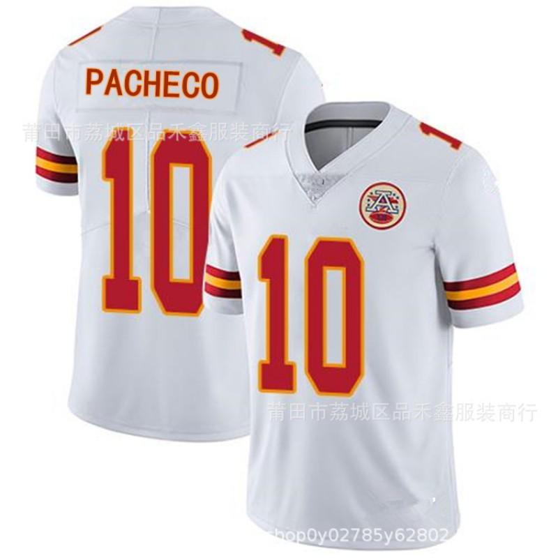 Mens Womens Cotton Football T-Shirt With Embroidered Player Name Number Mahomes 15 Pacheco 10 Fall Winter Sports