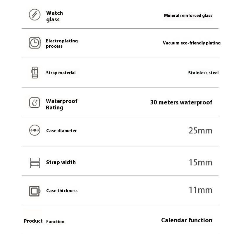 VA VA VOOM Calendar Women's Watch Steel Belt Simple Women's Watch