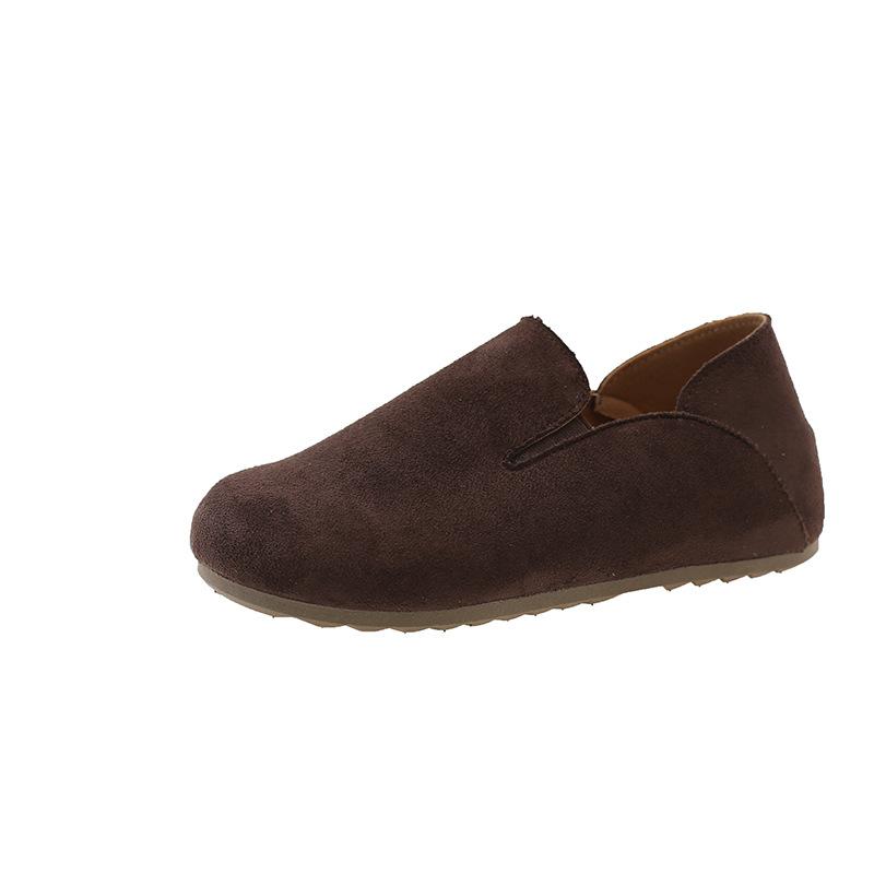 Retro Round Head One-pedal Flat-soled Women's Shoes, New Comfortable and Lightweight Versatile Commuter Casual Doudou Shoes