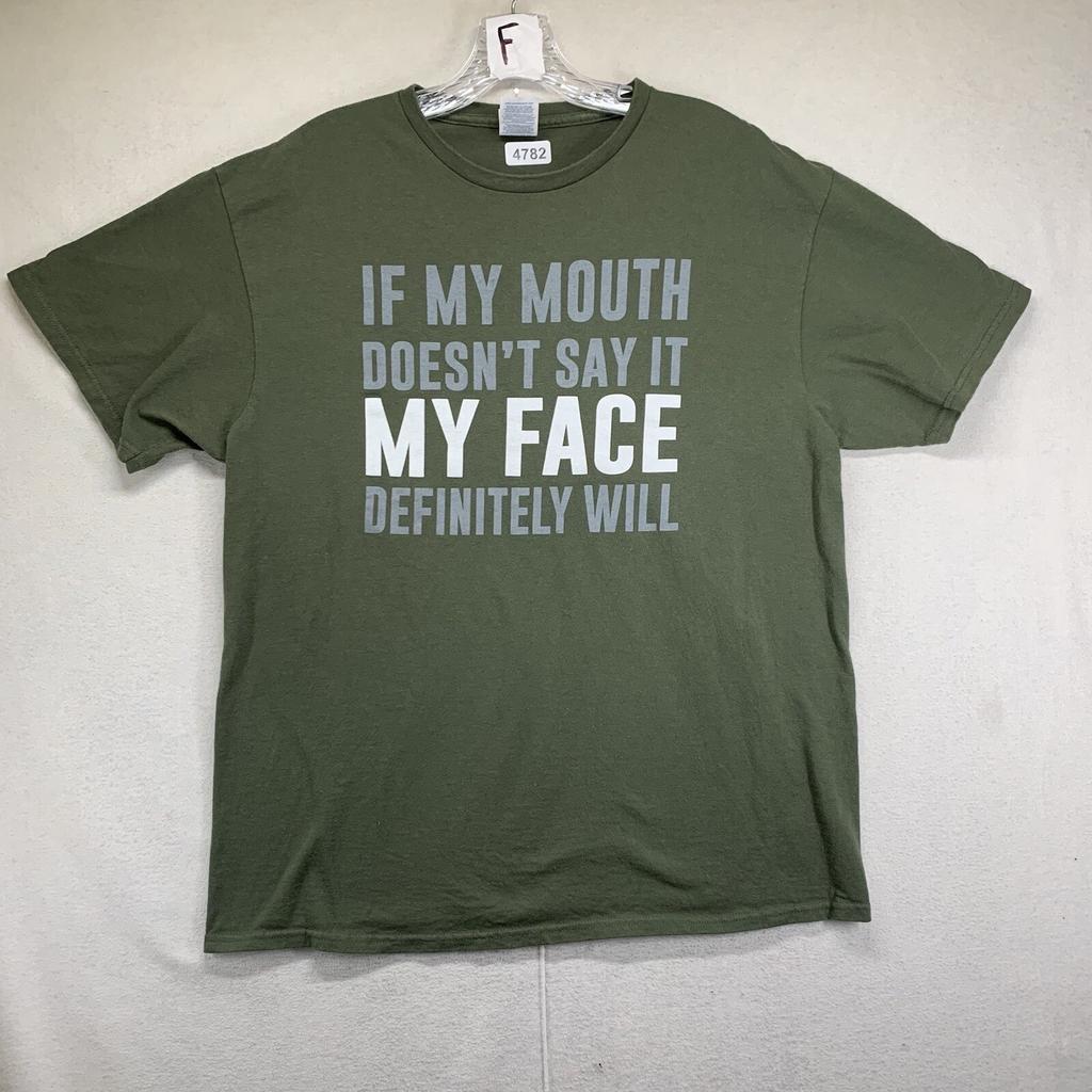 Vintage Humor T-Shirt Adult Large Y2k If My Mouth Doesn’t Say It My Face…