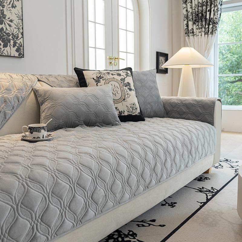 Nordic Solid Color Sofa Cushion Four Seasons Universal Sofa Cushion Simple Crystal Velvet Non-Slip Sofa Cover Cover Towel