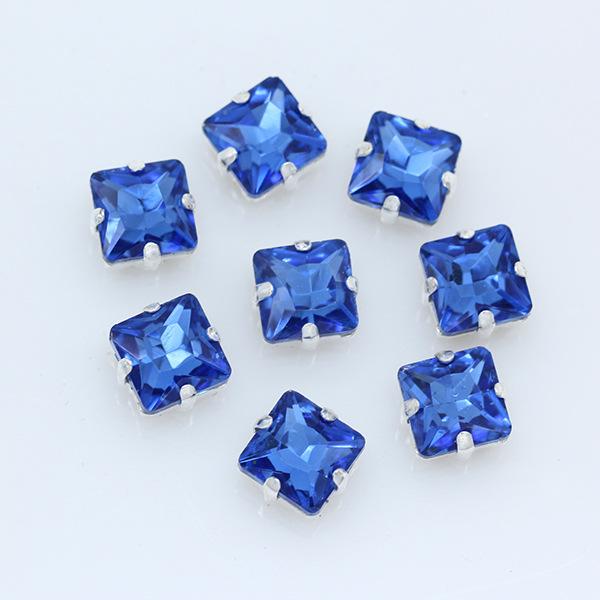 Strassuri Pătrate din Sticlă de Cristal cu Gheare Argintii, Artizanat Cusut pe Piatră, Accesorii Vestimentare, Rochie de Mireasă, Pantofi, Geantă, Garnitură DIY