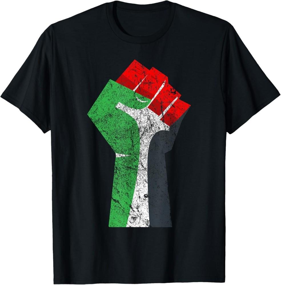 Palestine Flag Palestinian Fist Peace Distressed Grunge Unisex T-Shirt M