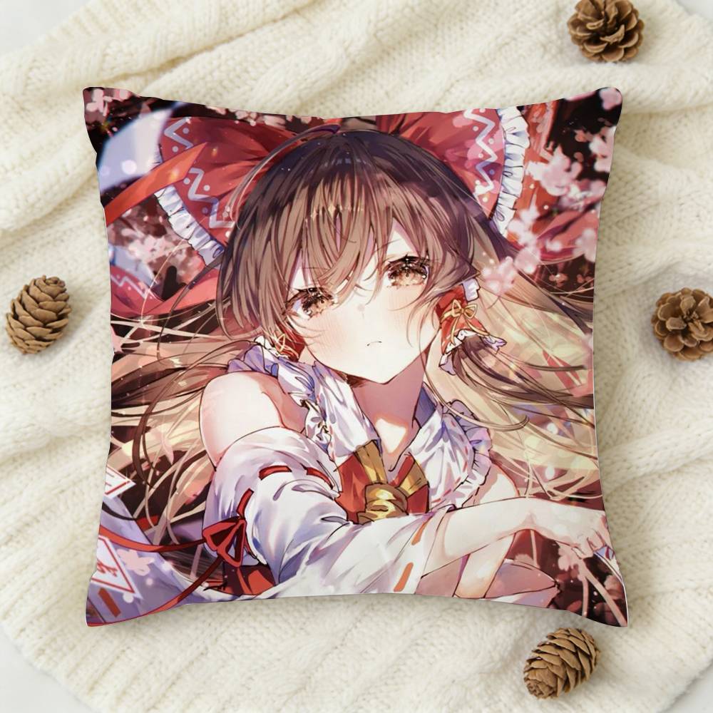 Anime The TTouhou Doublesided Printed Square Decorative Cushion Cover for Sofa Living Room Home Decor