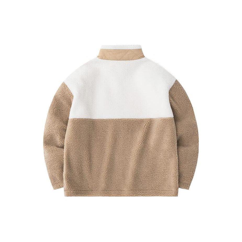 Anta Chaqueta Polar Color Block con Cremallera Cuello Alto para Mujer Chaqueta Blanco Piedra Camello Té con Leche 162348725-2