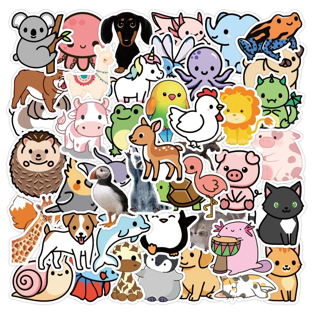 50Pcs Cute Animal Graffiti Stickers Kids Toy Fridge Phone Case Wall Room Cartoon Diy Aesthetic Vinyl Decor Children Girls
