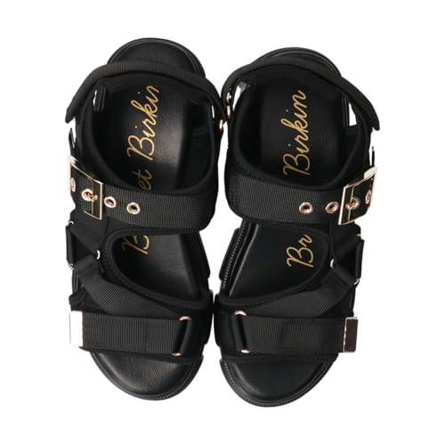 Bridget Birkin Women's Velcro Casual Sports Sandals, Black, Small