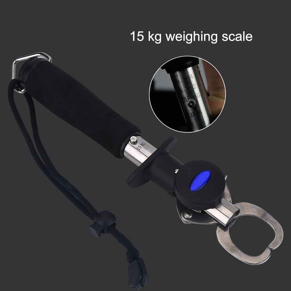 Durable 15 Kg Weighing Scale Fishing Grip Gripper Fish Lip Grabber with Tape Measure