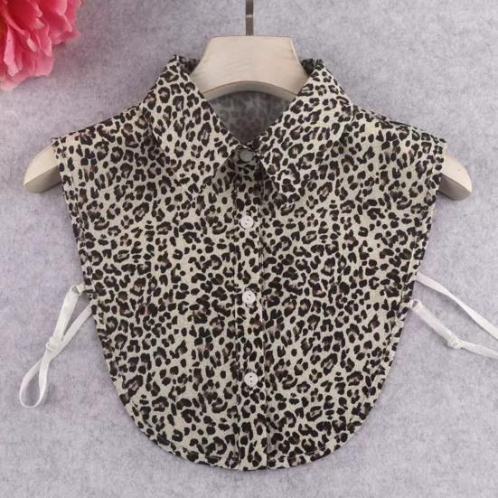 Fake Collar Leopard Print Detachable Lapel Collar Women Lightweight Breathable Half Shirt Collar Dresses Blouses Accessory