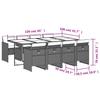 9 Piece Garden Dining Set with Cushions Gray Poly Rattan