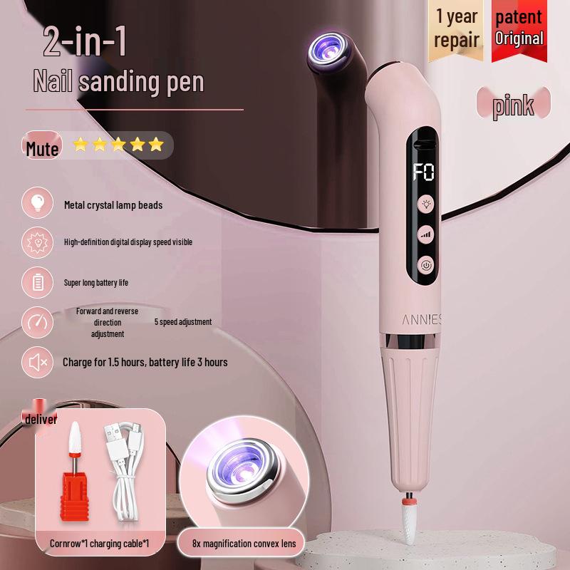 

2023 Машинка для шлифовки ногтей и сушки лака 2-в-1 в виде ручки розовый