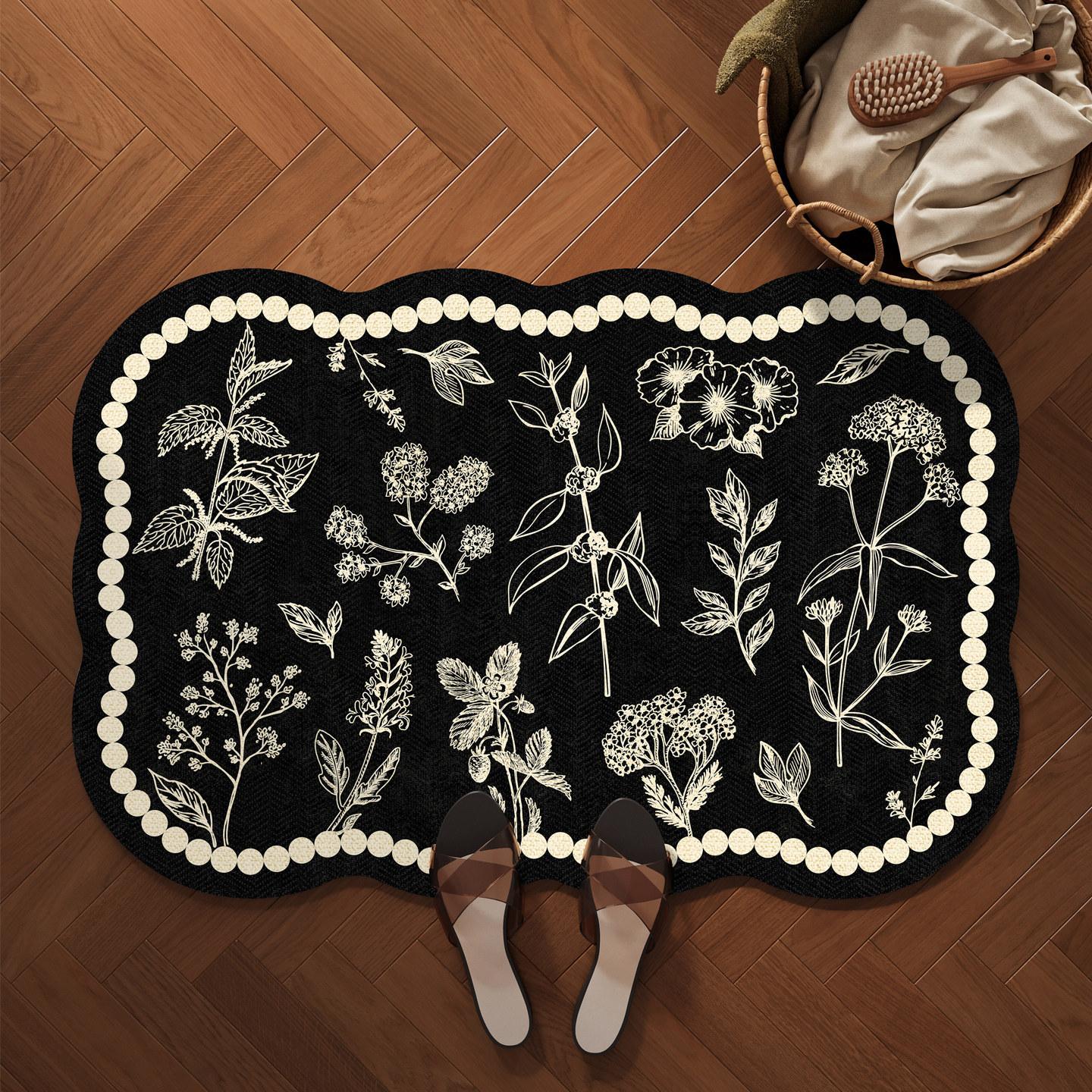 Wjg Pretty A Unisex Retro Bathroom Floor Mat, Water-Absorbing Quick-Drying Non-Slip Mat, Diatom Mud Floor Mat, Dirt-Resistant And Easy-To-Take-Care Foot Mat