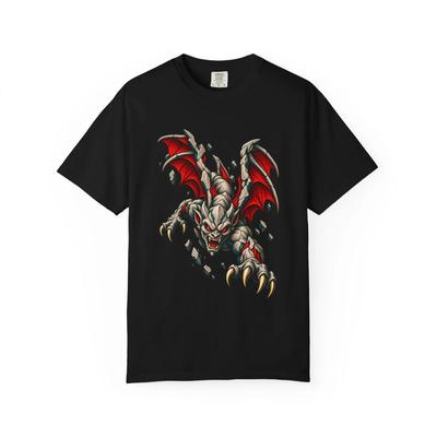 Gargoyle Dive Monster Art Graphic T-Shirt Black Front Print Comfort Colors 1717