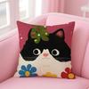 Cartoon Christmas Gift Cute Cat Cushion Cover Linen Pillowcase Cover Soft Decor for Sofa Home Room