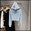 Cardigan Sweater Women's Autumn and Winter Korean Version Short Hooded Korean T-shirt Women's Coat Trendy Ins Women's Top Women's