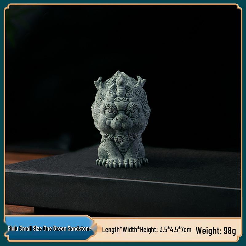 Auspicious Pixiu Green Sandstone Fish Tank Ornament