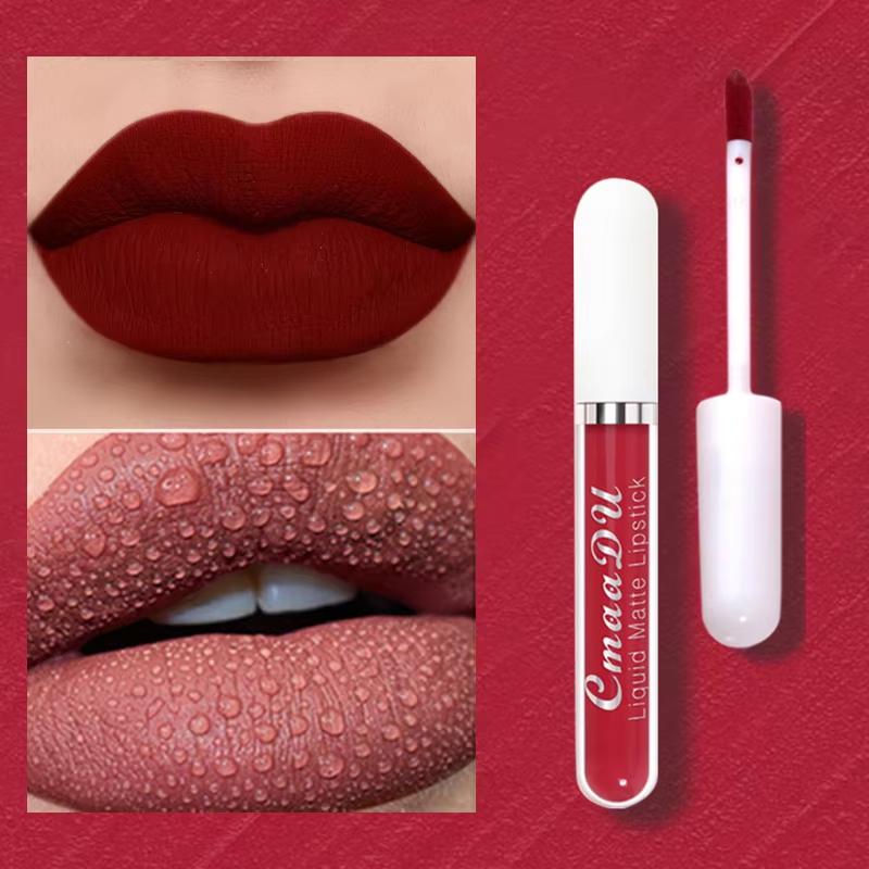 Seksowny aksamitny matowy błyszczyk w płynie szminka błyszczyk Beauty Red Nude wodoodporny długotrwały makijaż