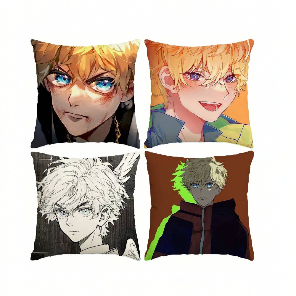 Action-Packed Anime T-Tokyo R-Revengers  Pillow Case Square Double-Sided Sofa Cushion Cover Bedroom Bedside Pillow