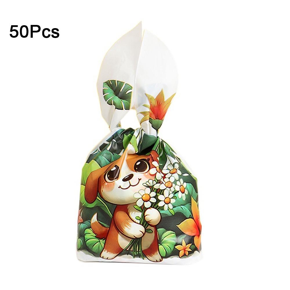 50 Buc Pungi Urechi Lungi Iepure Desen Animat Model Animal Pungi pentru Bomboane Cadou Pungi Ambalare Fursecuri Gustare
