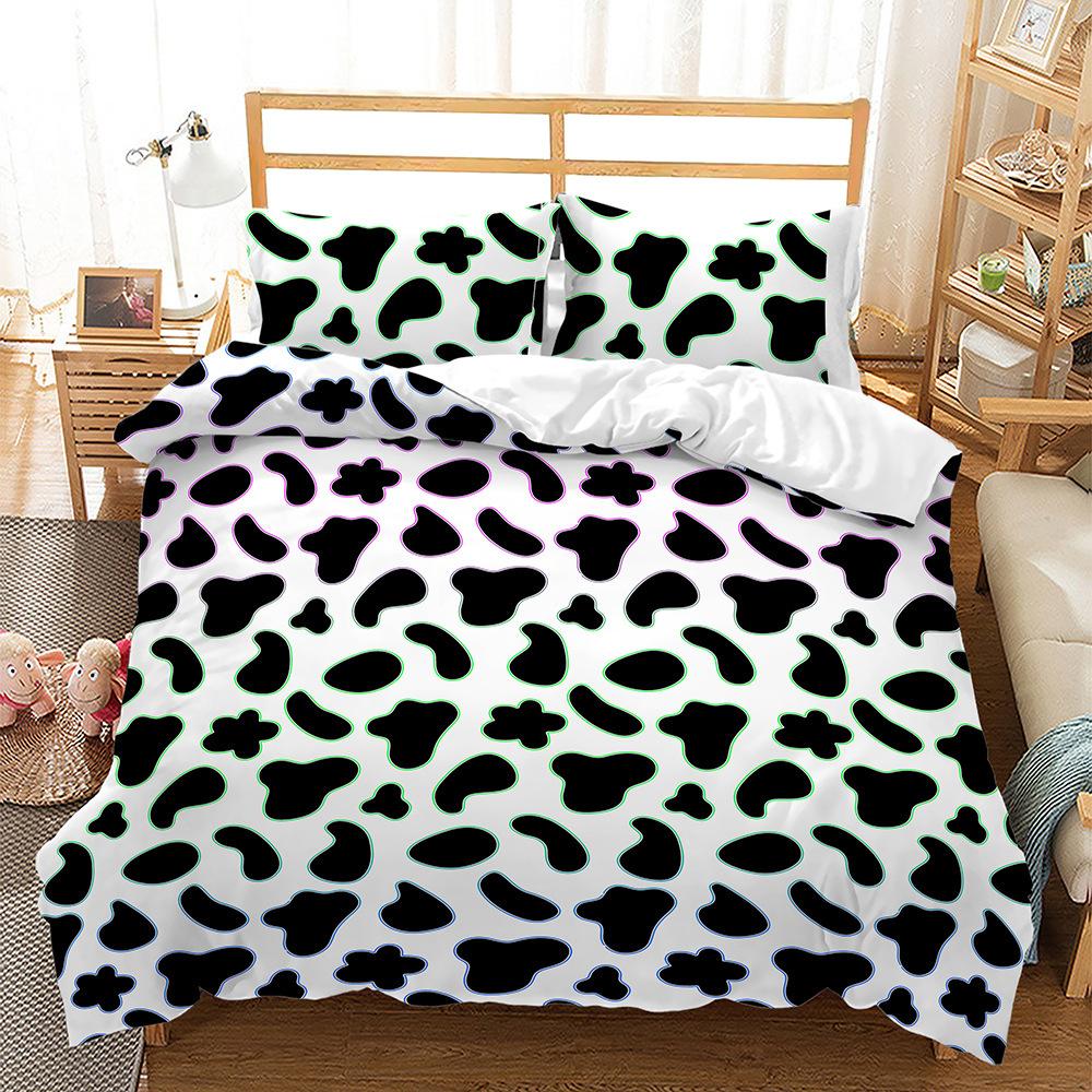 Three-Piece Animal Texture Cowhide Quilt Cover Digital Printing Kit Bedding