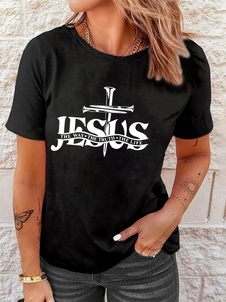 Jesus Is Essential Yesterday Today Forever Letter Print Tshirt Unisexs Crew Neck Short Sleeve T Shirt Y2k Tees Tops Clothes 90s