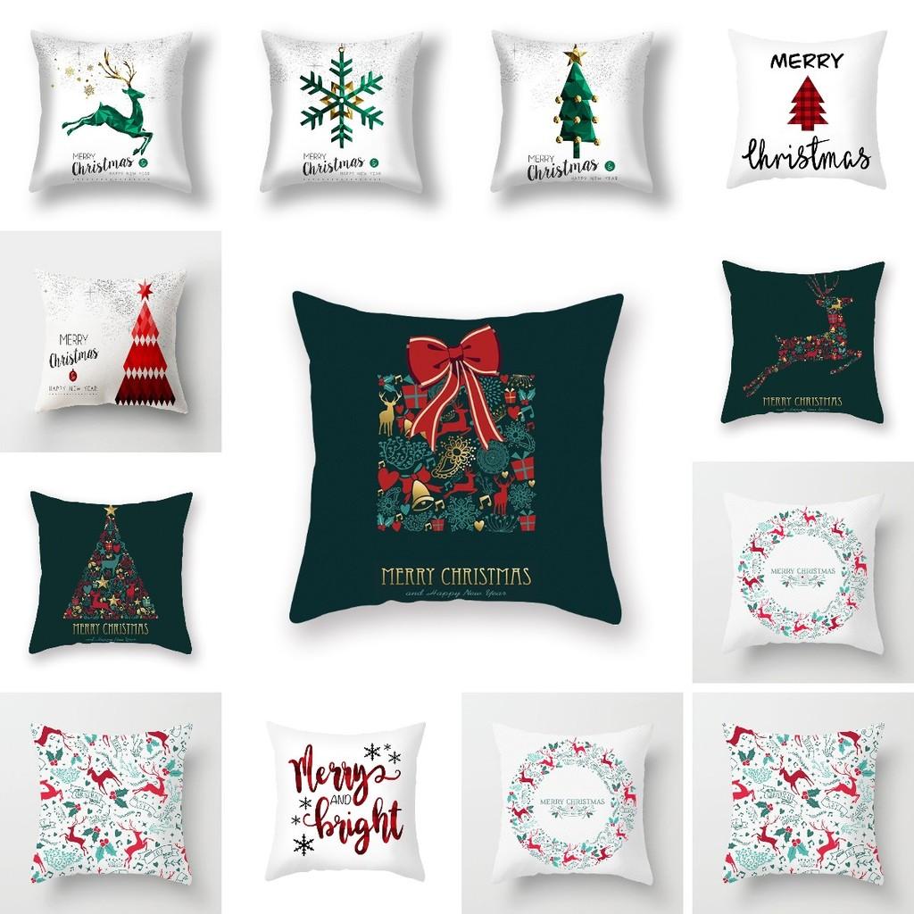 Merry Christmas Cushion Cover Xmas Home Sofa Throw Pillow Case Printing Garnish