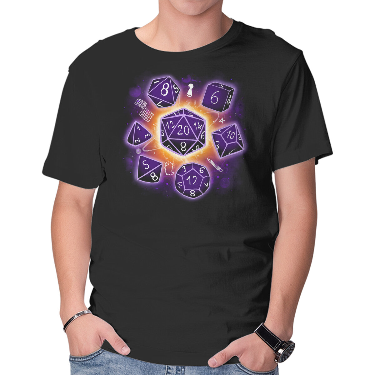 Unisex Crew Neck T-Shirt Dice Universe Graphic Short Sleeve Casual Tee XXXL