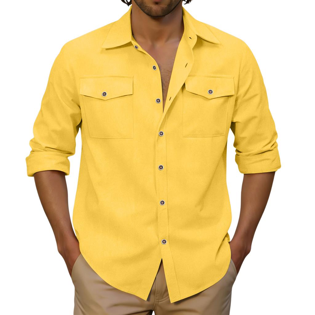 Men's Casual Outdoor Collared Corduroy Long-Sleeve Shirt