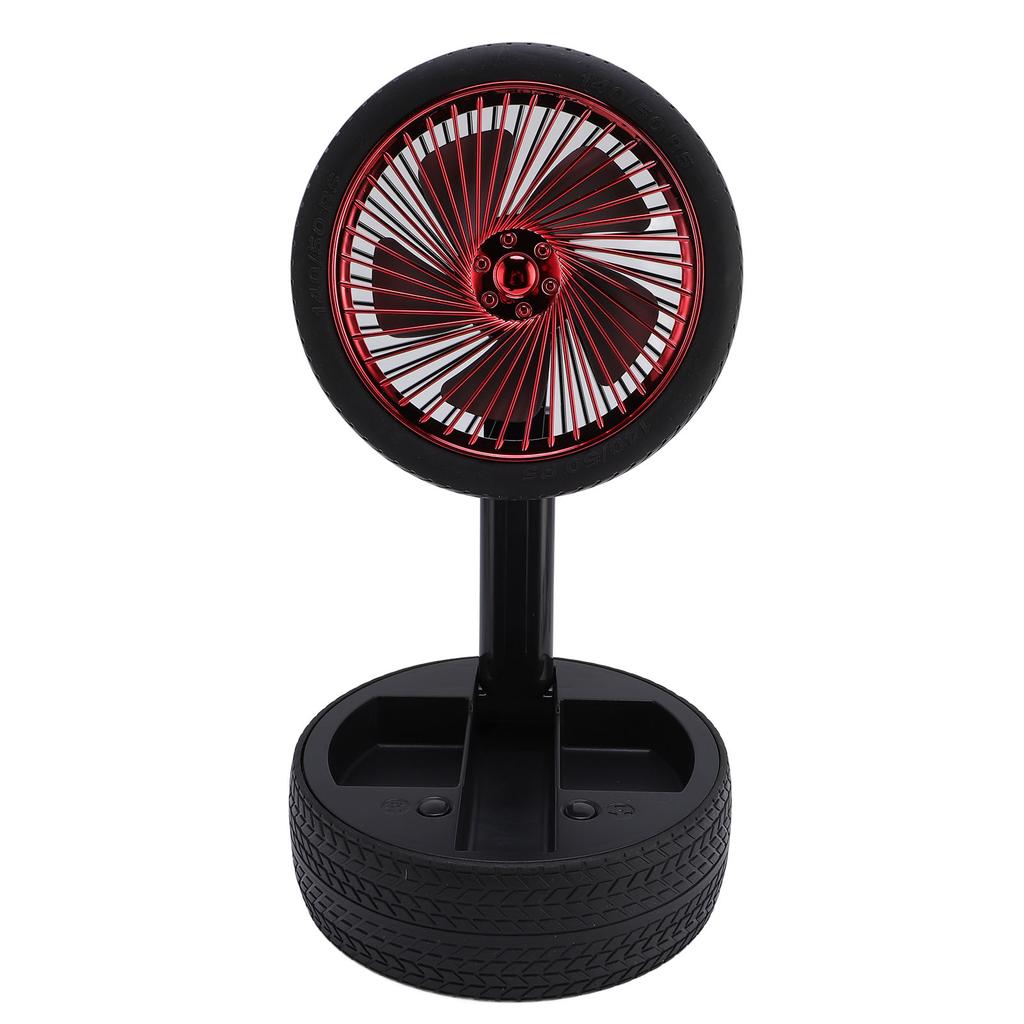 Mini Tire Fan 3 Wind Speeds Vintage Night Light Rechargeable Foldable Table Cooling Fan for Office
