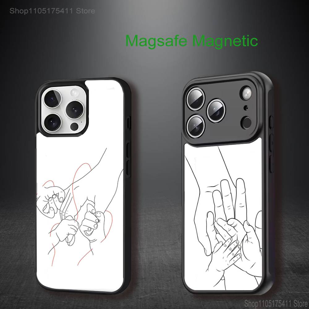 Mom daughter Son Dad HandS Phone Case For iPhone 17,16,15,14,13,12,11,Pro,Max,Plus,Mini,SE4,E For Magsafe Wireless Charging