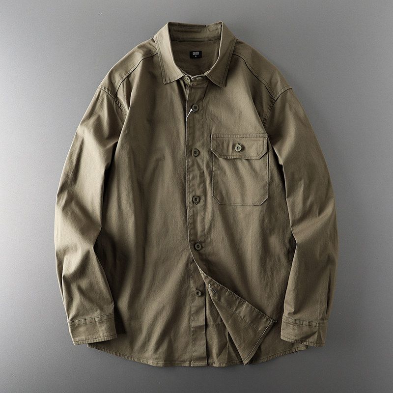 Workwear Shirt Men's American Retro Pure Cotton Trendy Ins Export Export Tail Single Men's Clothing Men Mountain Shirt Coat