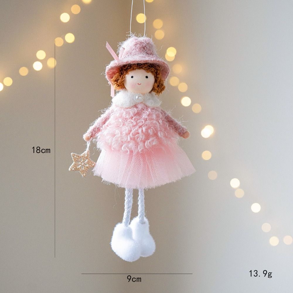 Cute Fiber Plush Cartoon Angel Xmas Tree Pendant Handmade Soft Santa Girl Pendant Home Decor