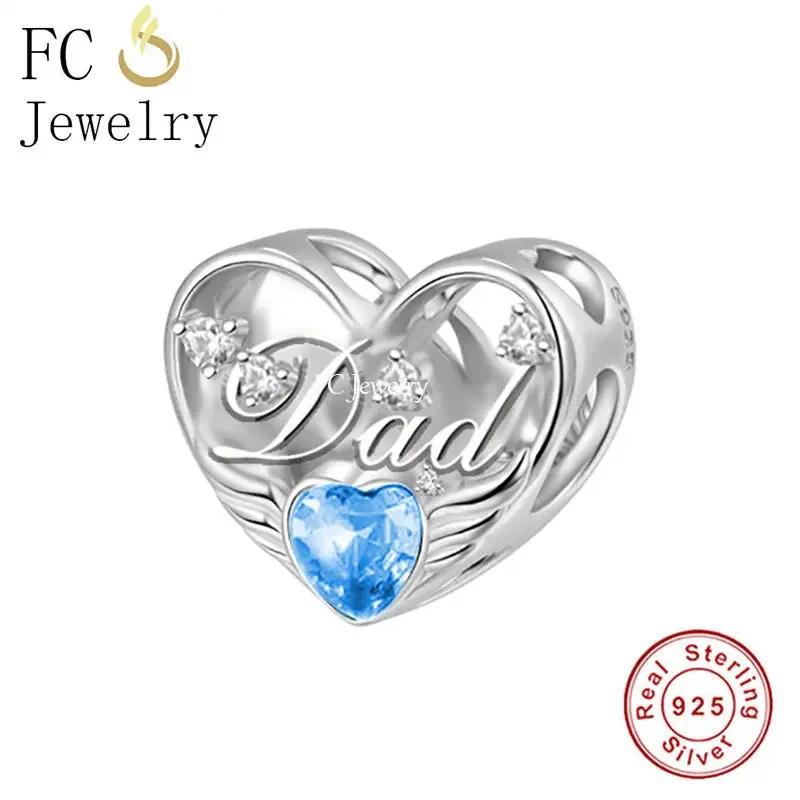 

FC Jewelry Fit Original Charm Bracelet Real 925 Silver Angel Wings Grandad Grandma Mum Dad Bead For Making Women Berloque DIY