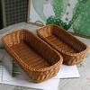 Rectangular Imitation Rattan Storage Basket Simple Plastic Picnic Basket  Chopsticks Spoons Forks