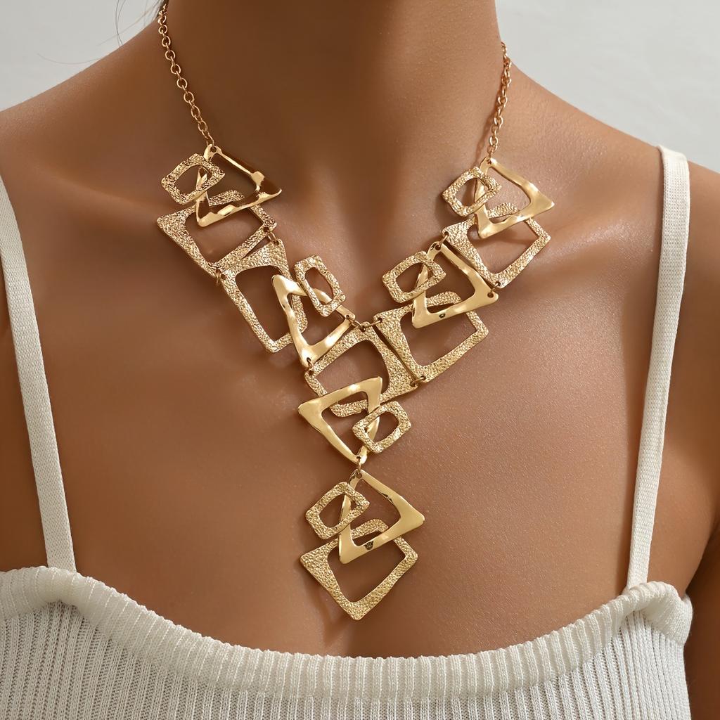 1 шт., стильное геометрическое треугольное квадратное глянцевое ударяющееся лицо, нерегулярное Y-образное ожерелье, ювелирные изделия для женщин